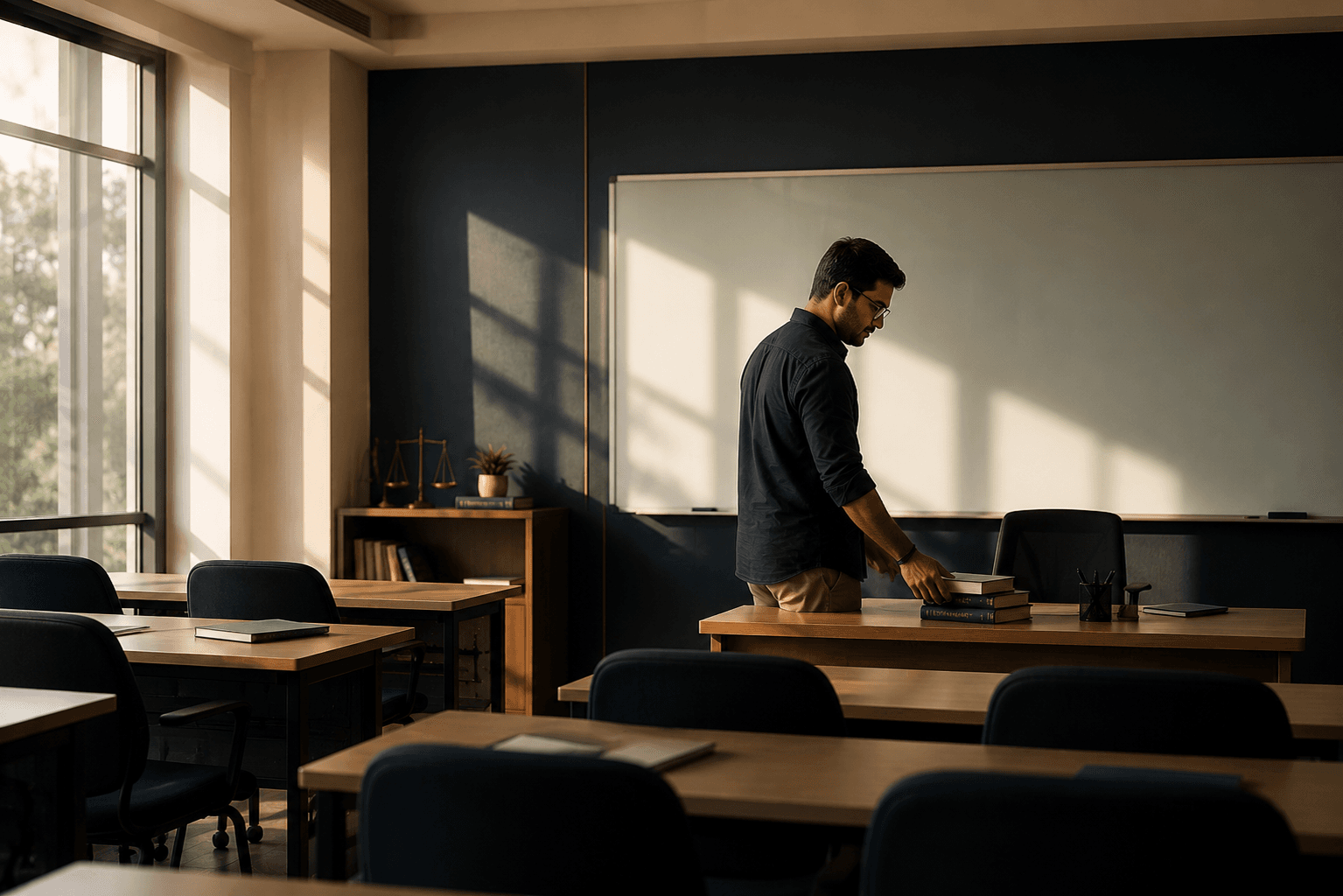 Students in a Legal Reasoning workshop classroom at TCR Laxmi Nagar