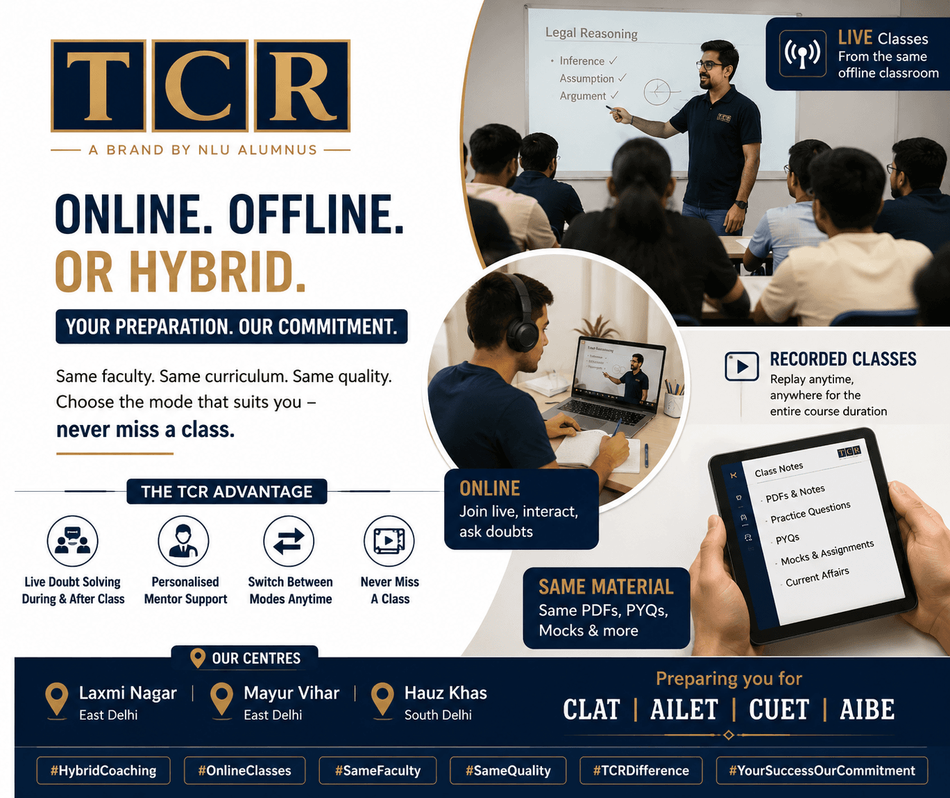 Online & Hybrid Coaching | CLAT, AILET, CUET & AIBE | TCR